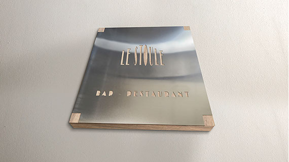 fk design enseigne restaurant decoupe laser inox bois