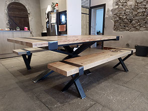 fk design table bois massif coin metal decoupe laser pliage